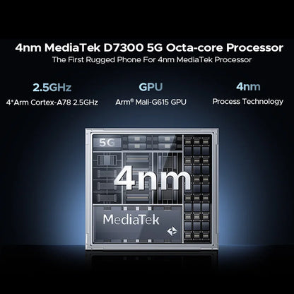 Teléfono robusto DOOGEE V40 Pro 5G versión global, pantalla de 6,78", 16 GB + 512 GB, dimensiones 7300, cámara con IA de 200 MP, 8680 mAh, cargador rápido de 33 W.