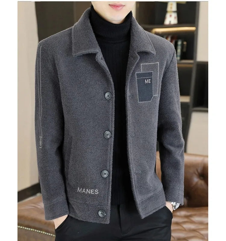 Chaqueta corta de lana Maxbarley para hombre, estilo otoño/invierno, abrigo de trabajo, estilo coreano casual, grueso, moderno y cálido.