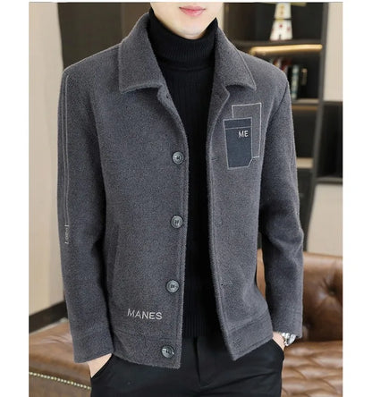 Chaqueta corta de lana Maxbarley para hombre, estilo otoño/invierno, abrigo de trabajo, estilo coreano casual, grueso, moderno y cálido.