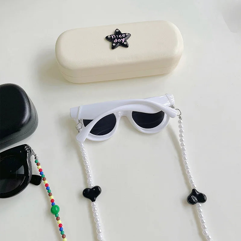 Caja de almacenamiento con collar y gafas de sol para niños, conjunto de gafas de sol para niñas, accesorios de viaje para playa, regalo para niños de 2 a 8 años