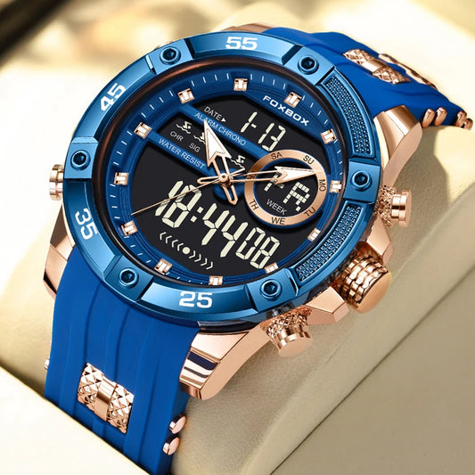 Nuevo reloj de pulsera de cuarzo original de lujo de la marca FOXBOX para hombre, reloj analógico digital resistente al agua de estilo militar a la moda para hombre