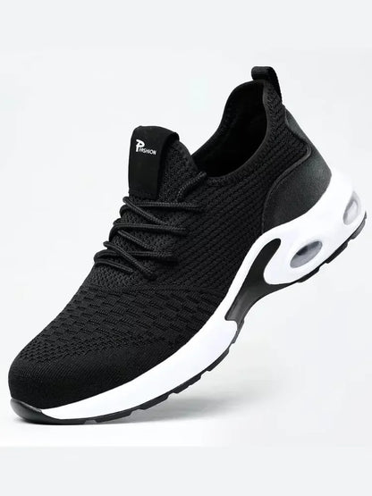 Black and White Color Men's Safety Shoes Protective Shoes with Scheme Simple Anti Puncture Protection Lightweight Anctible Shoes
