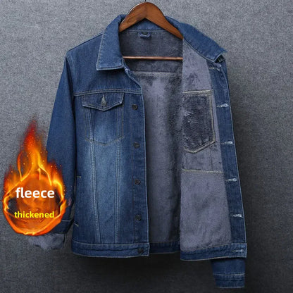 Chaqueta vaquera de invierno para hombre, moderna, con forro polar, holgada, gruesa, informal, cálida para las estaciones más frías.