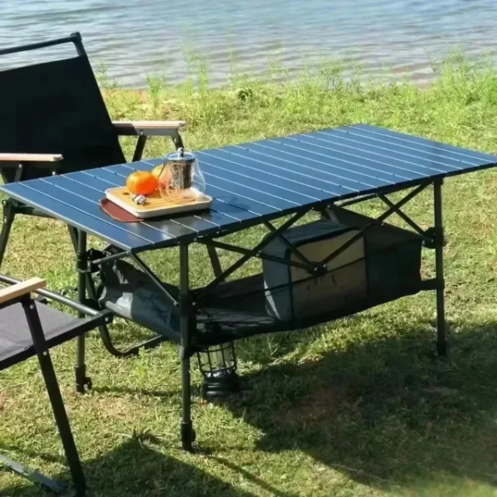Mesa plegable para acampar al aire libre, mesas de picnic al aire libre, almacenamiento portátil, organizador portátil y liviano, escritorios plegables, mesa enrollable tipo huevo