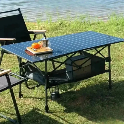 Mesa plegable para acampar al aire libre, mesas de picnic al aire libre, almacenamiento portátil, organizador portátil y liviano, escritorios plegables, mesa enrollable tipo huevo
