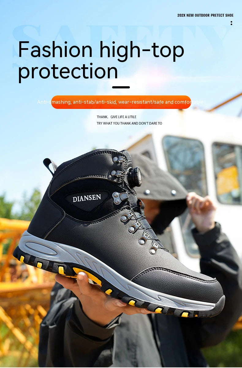 Zapatos de seguridad con botón giratorio, zapatillas de trabajo para hombre, zapatos indestructibles, zapatos de protección a prueba de pinchazos, botas de trabajo, botas tácticas.