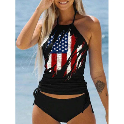 Women's Bathing Suit Coconut Drawstring Side Halter Neck Tankini Set Summer Beach Wear Cute Swimwear Women Swimsuit Sexy Bikini