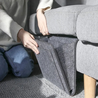Bolsa de almacenamiento de fieltro para colgar en el dormitorio, cama, sofá, alfombra, para guardar CD, revistas, papelería, teléfonos móviles y artículos diversos.