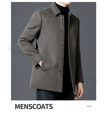 Chaqueta de lana para hombre Maxbarley, estilo moderno, con solapa, ideal para actividades al aire libre, oficina, parka gruesa y cálida, estilo casual y elegante, ligera, perfecta para el invierno.