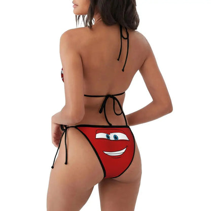 Conjunto de bikini personalizado de Rayo McQueen, traje de baño de dos piezas, bikinis de coches para mujer, conjuntos de bikini triangulares sexys para mujer, traje de baño