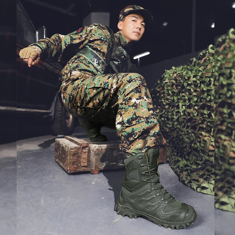Botas tácticas para hombre, botas de campo para fuerzas especiales de otoño, ligeras, para exteriores, antideslizantes e impermeables.