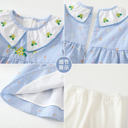 Ropa infantil, ropa de otoño para niñas, conjunto de flores bordadas para niñas, leggings, ropa infantil, ropa de primavera y otoño