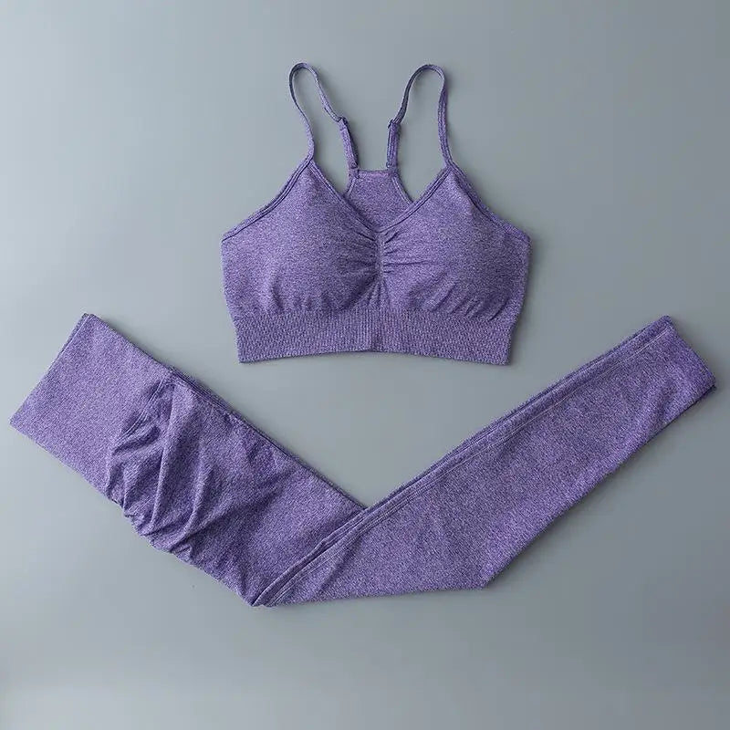 Conjunto deportivo para mujer, top deportivo, leggings de yoga, sujetador deportivo, leggings sin costuras para realce de glúteos.