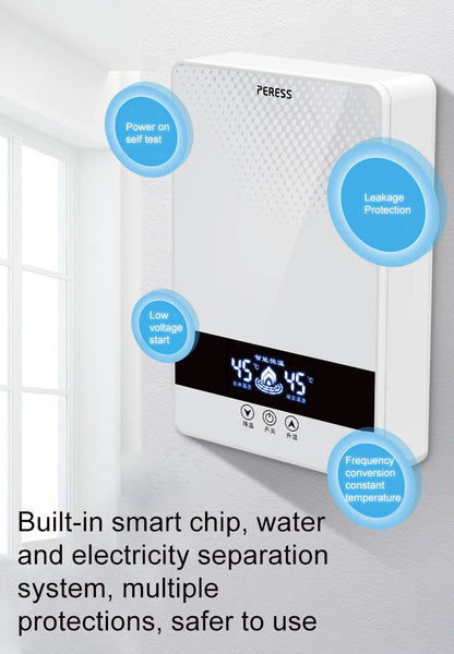Calentador de agua eléctrico instantáneo sin tanque para ducha, baño y bañera, 220 V, 7000 W, con control automático de temperatura, para uso doméstico y hotelero.