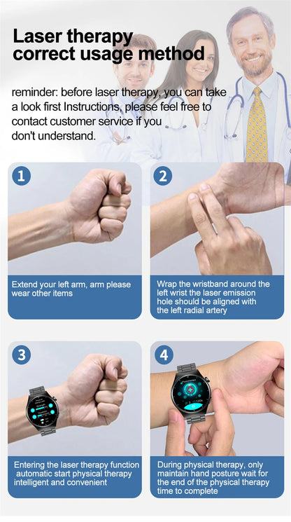 LIGE - Reloj inteligente para hombre de 1,46 pulgadas con terapia láser, control de lípidos, ácido úrico, VFC, llamadas, temperatura, deportivo y bienestar