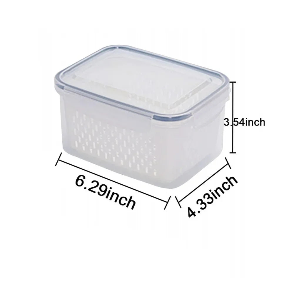 Juego de contenedores de almacenamiento de alimentos para refrigerador con tapas y colador, organizador de plástico para productos frescos, verduras, frutas y carne.