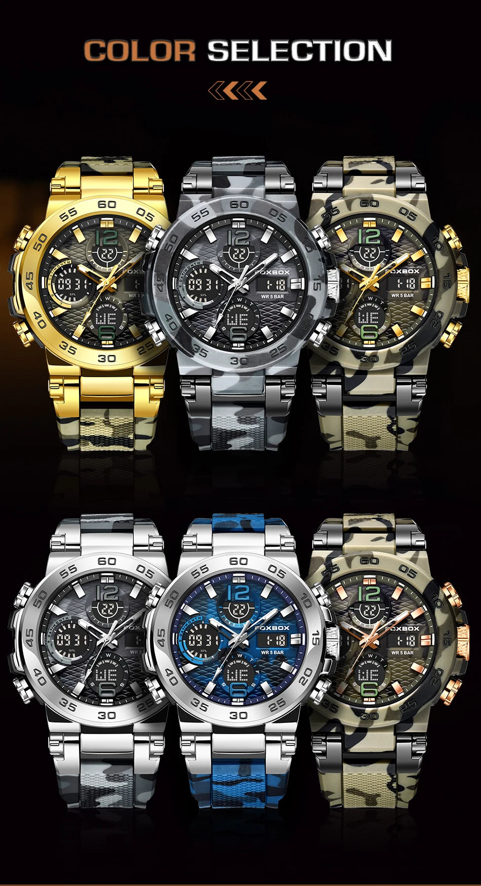 Reloj militar digital LIGE para hombre, resistente al agua hasta 50 m, LED, de cuarzo, deportivo, grande, Masculino