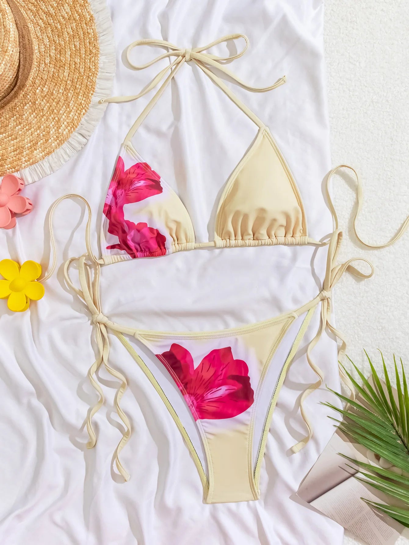 Conjunto de bikini para mujer, novedad de 2025, con tiras laterales ajustables, traje de baño de alta gama, sexy, de dos piezas, para playa, de verano, push up.