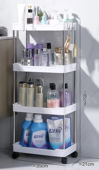 Carrito de almacenamiento para baño con ruedas de 3/4 capas, organizador multiusos para baño, cocina, oficina, etc.