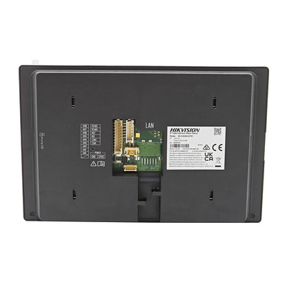Videoportero Hikvision DS-KH6350-WTE1 multilingüe con estación interior IP, pantalla táctil de 7 pulgadas, PoE, Wi-Fi y monitor inalámbrico.