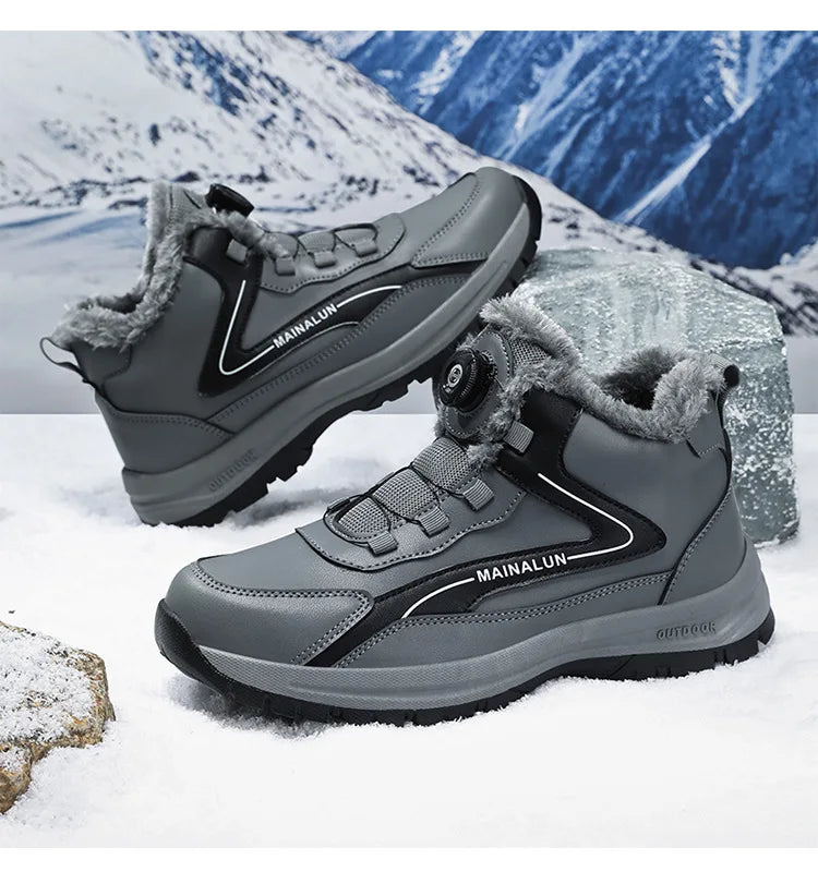 Botas de nieve para hombre, botas de senderismo cálidas y cómodas para invierno, zapatillas deportivas para hombre para exteriores, calzado deportivo impermeable, calzado de senderismo resistente al desgaste