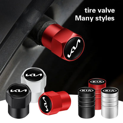 4 tapones para válvulas de neumáticos de coche con logotipo, accesorios para KIA EV6 Stinger RIO Sorento Picanto Ceed Borrego Syros K4 K5