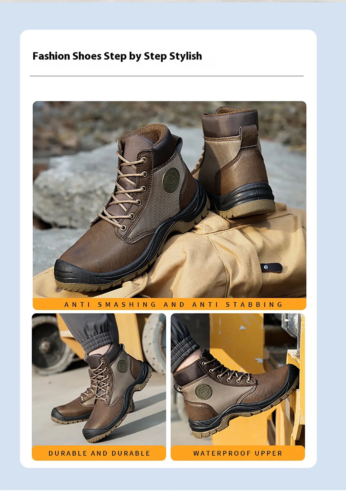 Los zapatos de seguridad para hombre son zapatos de trabajo resistentes a impactos, perforaciones, antiestáticos, antideslizantes, resistentes al desgaste y a las salpicaduras.