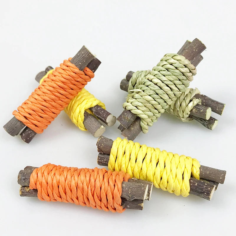 Juego de 3 juguetes para masticar conejos y hámsteres, cuidado de molares para mascotas, ratas, cobayas, ramas de madera, juguetes para conejos y mascotas.