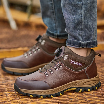 Zapatos de seguridad para hombre con botón giratorio, puntera de acero, zapatillas de trabajo indestructibles, botas de trabajo a prueba de perforaciones, calzado para hombre.