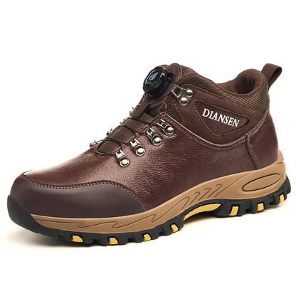 Zapatos de seguridad para hombre con botón giratorio, puntera de acero, zapatillas de trabajo indestructibles, botas de trabajo a prueba de perforaciones, calzado para hombre.