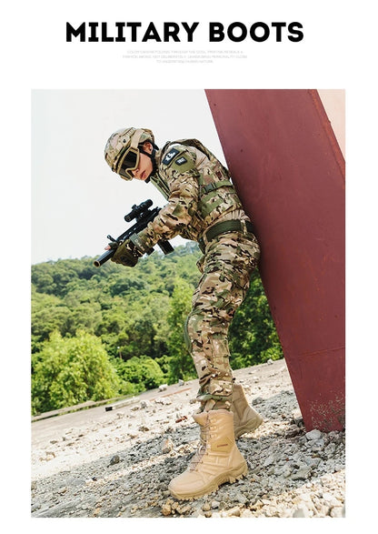Botas altas de piel para hombre de alta calidad, transpirables, estilo desértico, ideales para actividades al aire libre. Botines antideslizantes para senderismo.