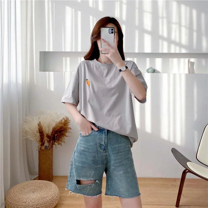 Camiseta de maternidad para lactancia, 98 % algodón, para embarazadas, verano