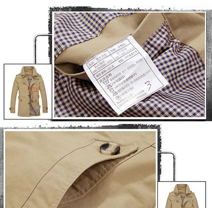 Chaqueta de algodón de hombre, entallada, con cuello de muesca y un solo botón, estilo gabardina, ideal para la oficina o para un look casual de negocios.