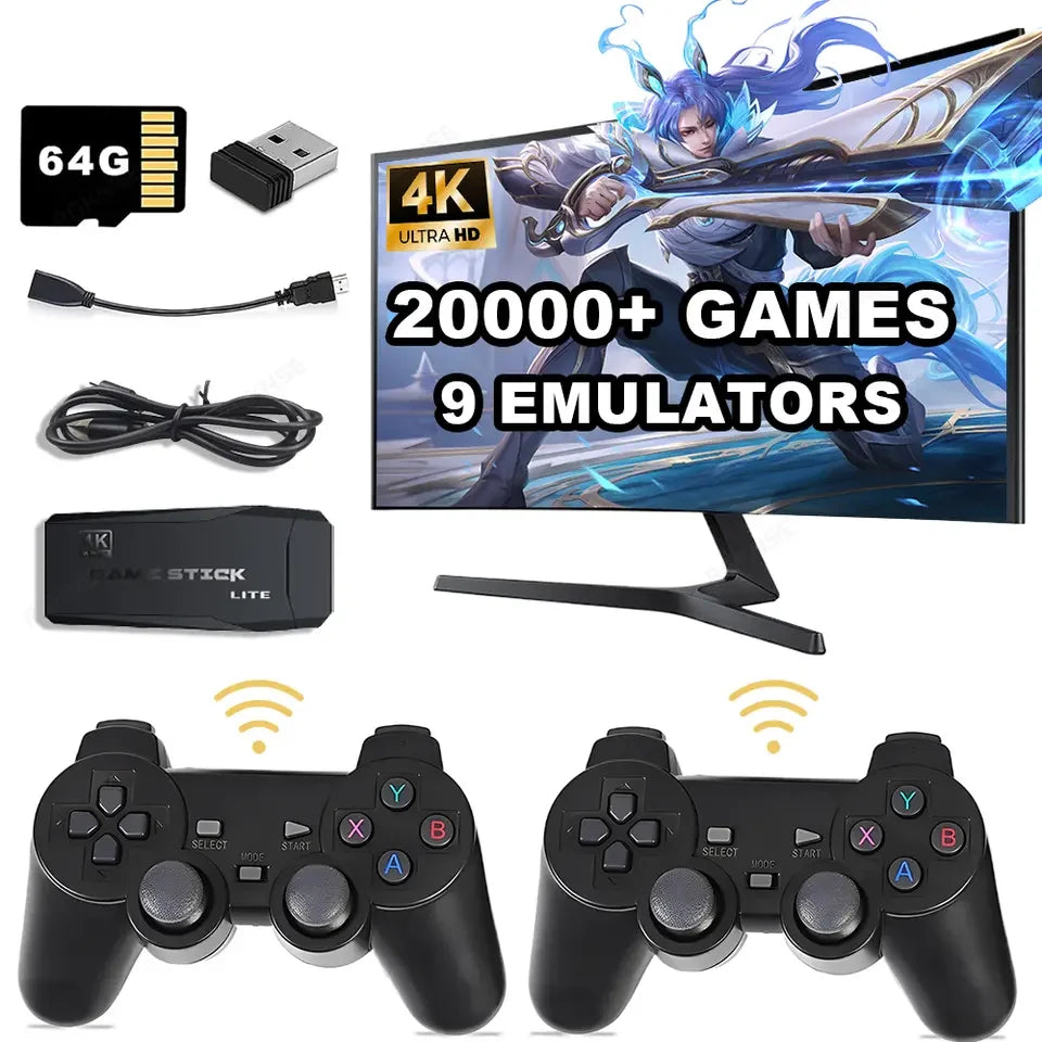 Consola de videojuegos para niños, doble mando inalámbrico, 4K HD, 2,4 G, M8, 20 000 juegos, 64 GB, juegos retro, regalo de Navidad