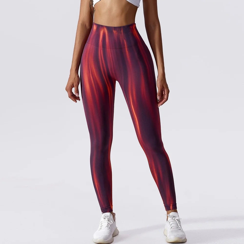 Pantalones de yoga para mujer con estampado tie-dye Cloud Rise, leggings deportivos sexys para gimnasio, mallas sin costuras, pantalones de cintura alta para entrenar.