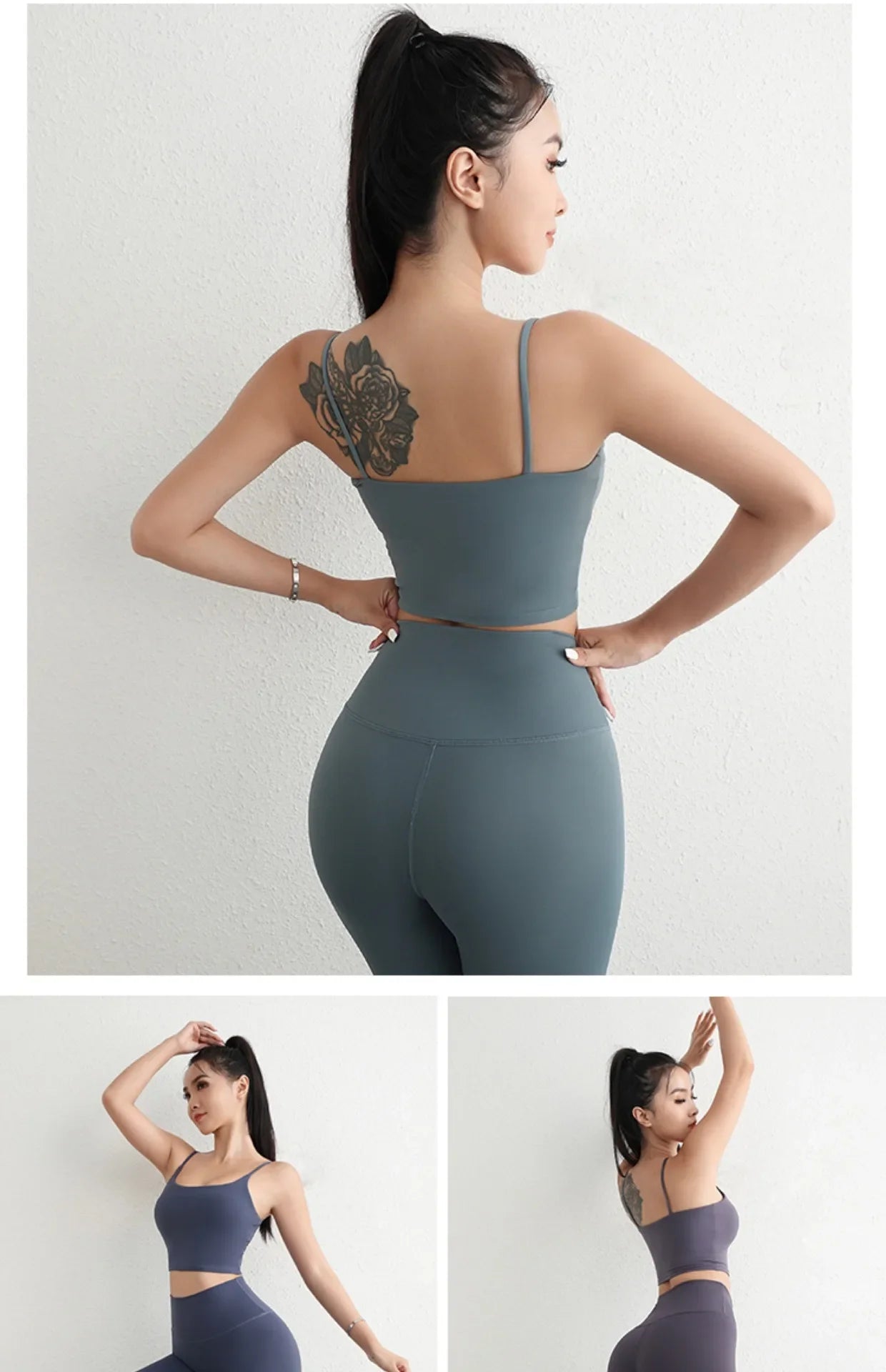 Women Yoga Suit Adjustable Sling Strap Sports Bra U Cut Scrunch Butt Workout Leggings Butt Lifting Excluding pants