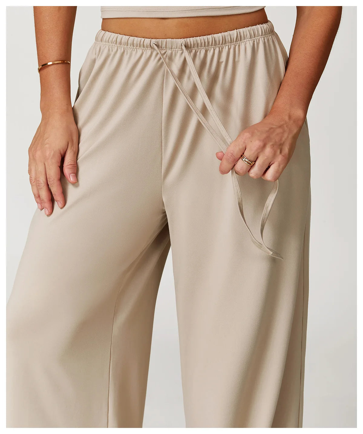 Pantalones de yoga de cintura alta para mujer, pantalones casuales holgados de pierna ancha, pantalones deportivos para mujer, pantalones para correr y fitness con cordón elástico