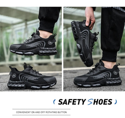 Small Size Rotary Buckle Work Safety Shoes For Men Air Soft Sole Lightweight Protective Work Sneakers Men and Women Shoes