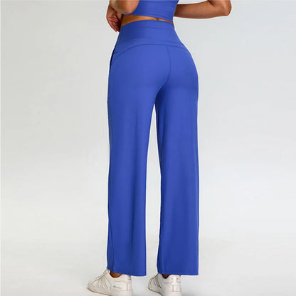 Pantalones de Yoga acanalados para mujer, leggings deportivos para gimnasio, leggings de cintura alta para fitness, pantalones deportivos para correr al aire libre, pierna recta.