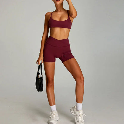 Conjunto deportivo de yoga para mujer mikeyoga, 2 piezas, secado rápido, ideal para gimnasio, correr y entrenar. Incluye ropa deportiva de manga corta para yoga.