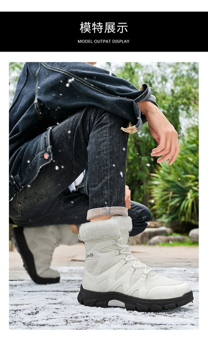 Nuevas botas de invierno para hombre, cálidas y afelpadas, hasta media pantorrilla, para exteriores, antideslizantes, impermeables, para nieve, zapatos de algodón a la moda para hombre.