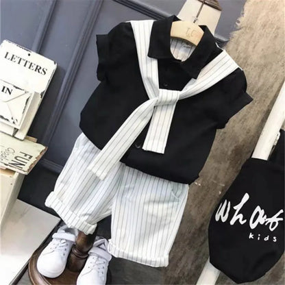 Conjunto de ropa para niños, nuevo conjunto de verano, ropa de verano atractiva, traje para niño pequeño, camisetas de manga corta y pantalones cortos, conjunto de 2 piezas
