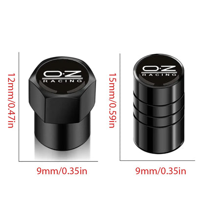 4 pegatinas universales para coche, tapas de válvula de neumático de rueda de metal, accesorios para bicicleta, funda para el logotipo de OZ Racing.
