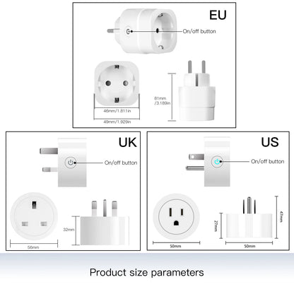 Enchufe inteligente MOES WiFi con ajuste de brillo y temporizador, compatible con la aplicación Tuya Smart Life y control por voz de Alexa y Google (UE/RU/EE. UU.).