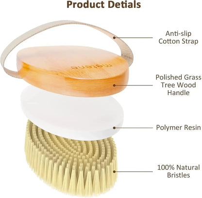 Cepillo corporal exfoliante cerdas naturales | Piel seca | Mejora la circulación, evita pelos encarnados | limpieza profunda