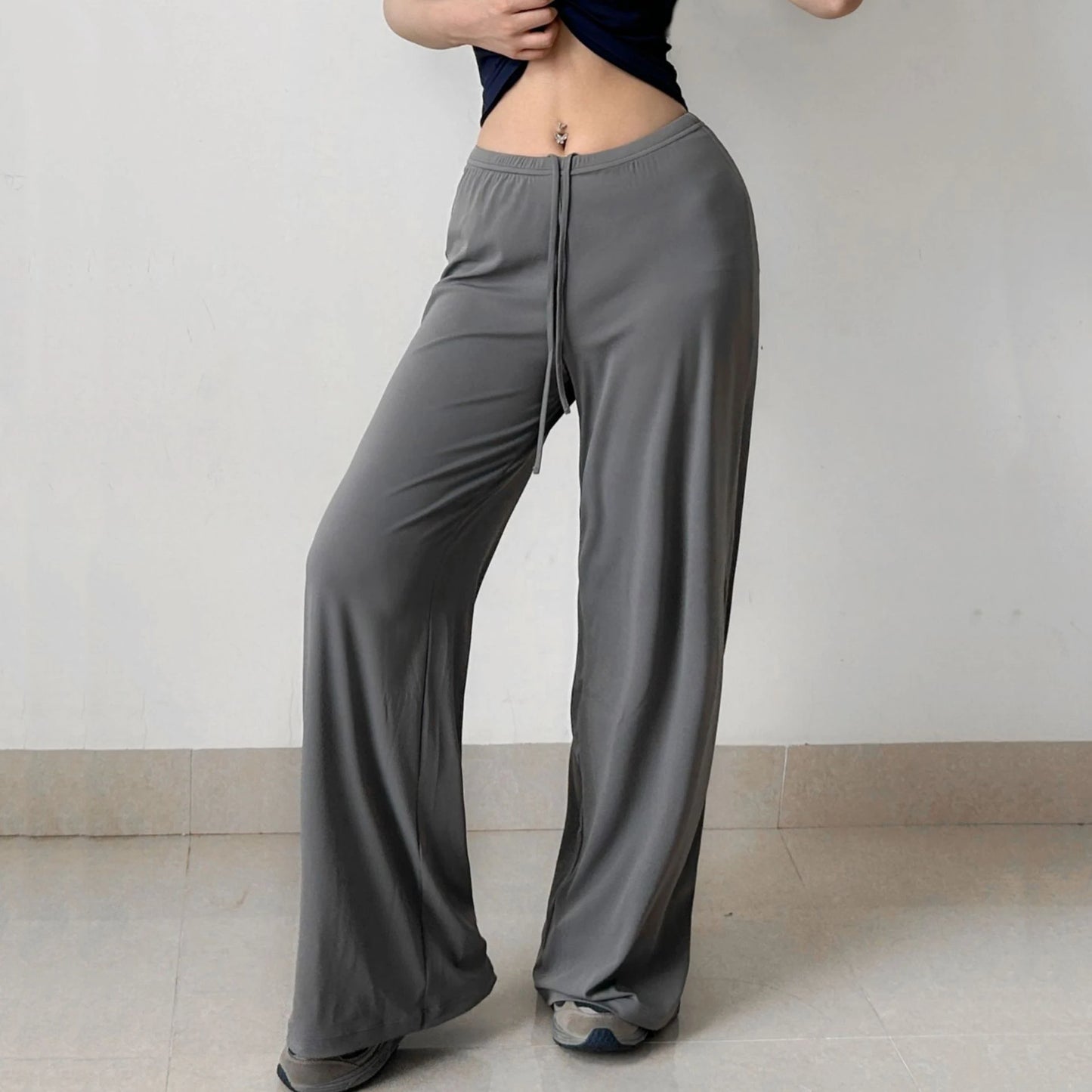 Pantalones de Yoga de Cintura Alta para Mujer, Pierna Ancha, Sueltos, Casuales, Deportivos, para Fitness, Correr, con Cordón Elástico XP207