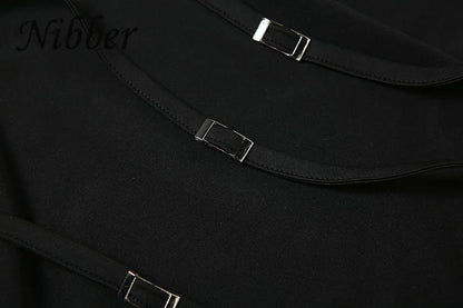 Vestido Nibber de moda para mujer, color liso, halter, sexy, espalda descubierta, abertura, bolso, corte ajustado, estilo cadera, colección verano 2025, rebajas, sencillo, vestidos