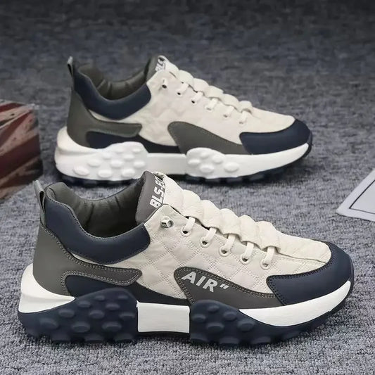 Zapatillas de correr cómodas para hombre, transpirables, de corte bajo, de moda, con suela gruesa, estilo coreano, primavera 2025