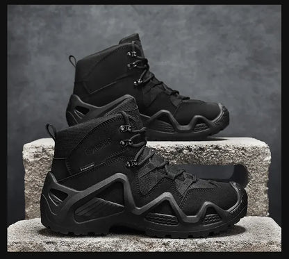 Botas tácticas para hombre con correas para entrenamiento de combate, impermeables, transpirables, ideales para senderismo y uso multifuncional en motocicleta.