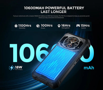 Teléfono inteligente resistente Fossibot F101Pro, 15 GB + 128 GB, Android 13, IP68, resistente al agua, batería de 10600 mAh, NFC, versión global